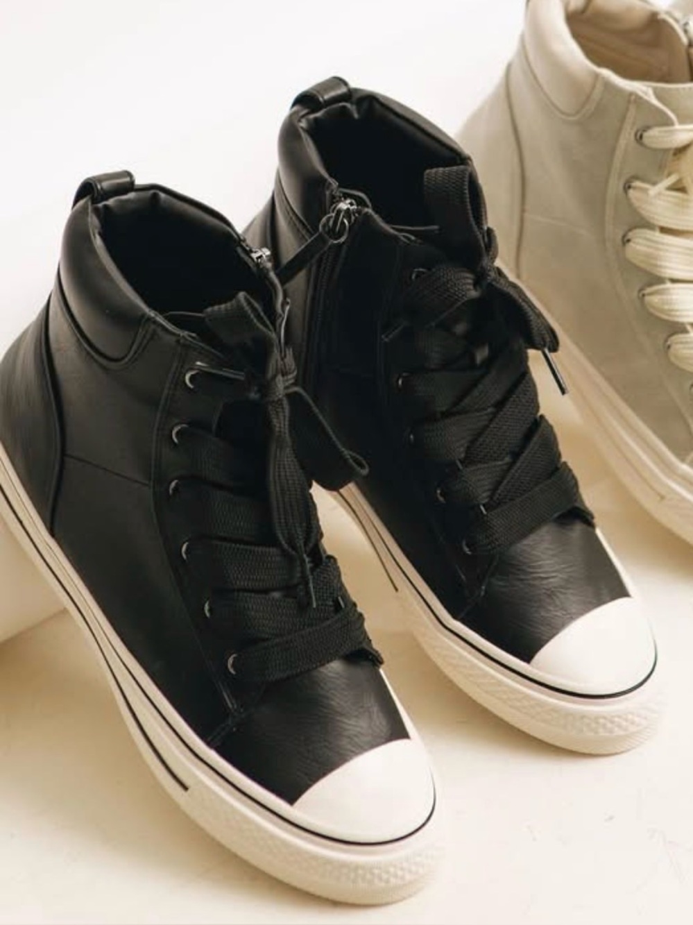 Women's Black High-Top Lace-Up Sneakers